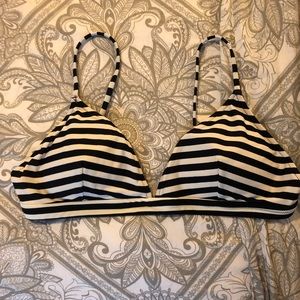 JCrew Black and White Stripe French Bikini Top